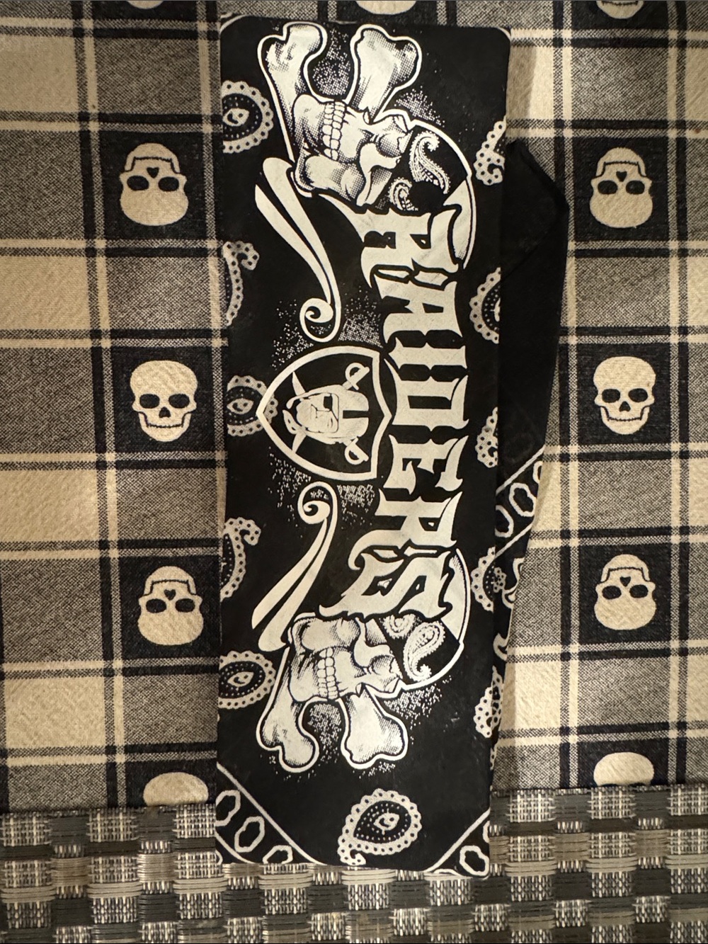 Raiders by Lee Black and White Raiders Skull Bandana